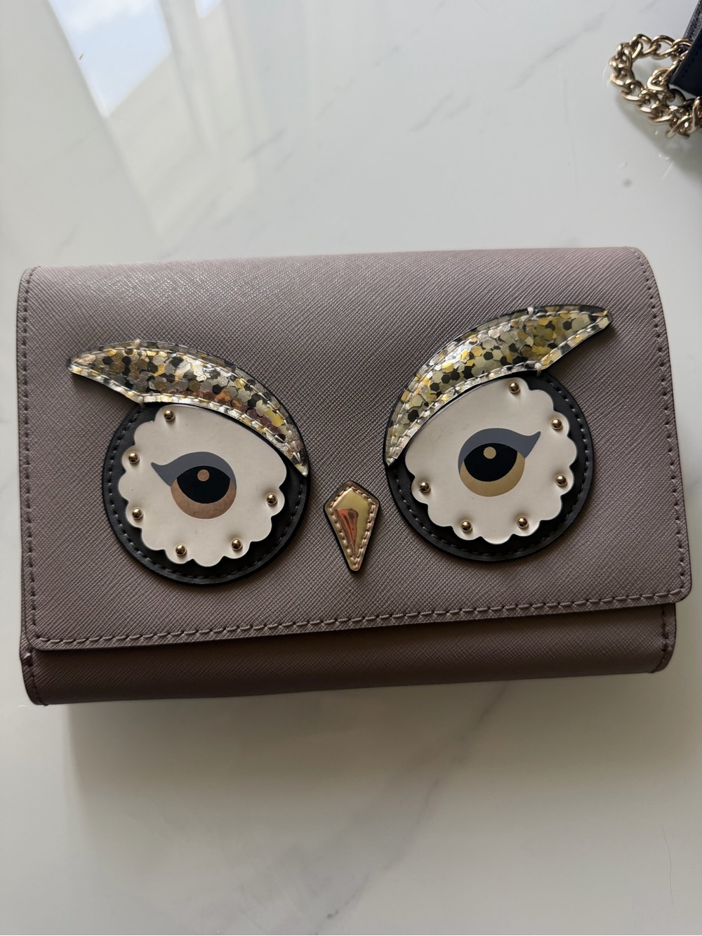 Kate Spade Taupe Owl-Applique Women's Wallet/crossbody